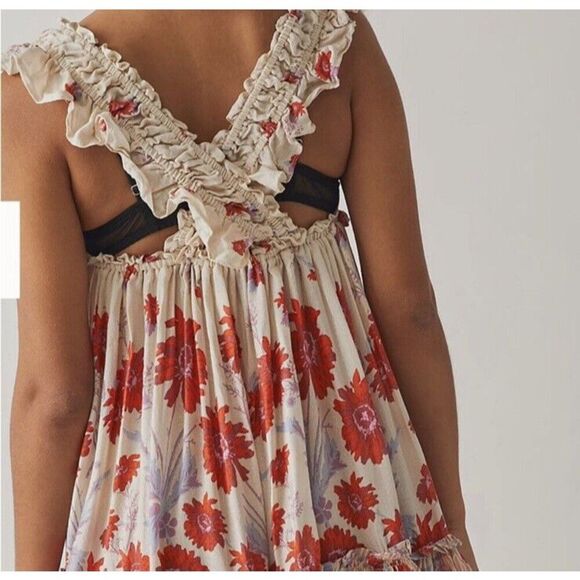 Free People Intimately Mini Dress ]Bali Wild Daisy Slip size L Large NWOT - Picture 7 of 9
